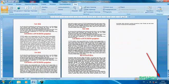 Word 2007 sənədin miqyasını dəyişmək