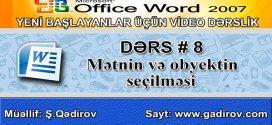 Mətnin və obyektin seçilməsi
