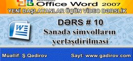 Sənədə simvolların yerləşdirilməsi