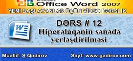 Hiperəlaqənin sənədə yerləşdirilməsi