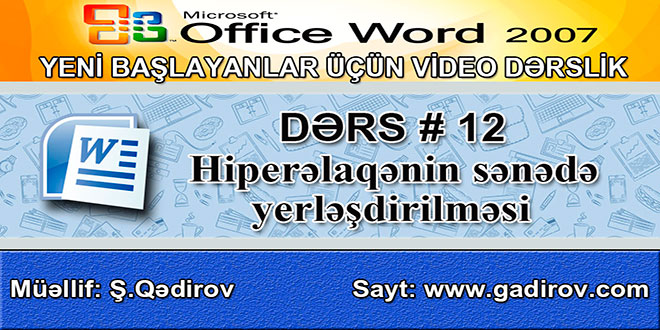 Hiperəlaqənin sənədə yerləşdirilməsi