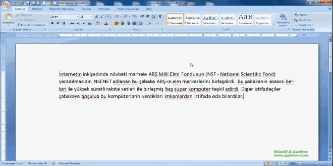 Word 2007 proqramında abzasların düzlənməsi