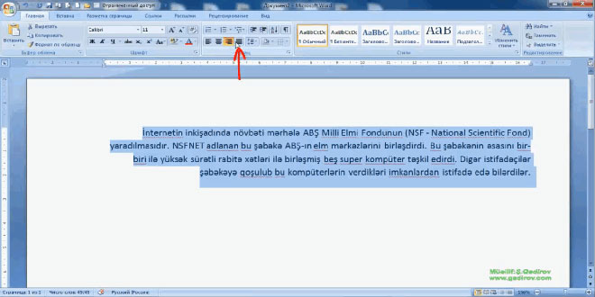 Word 2007 proqramında abzasların düzlənməsi