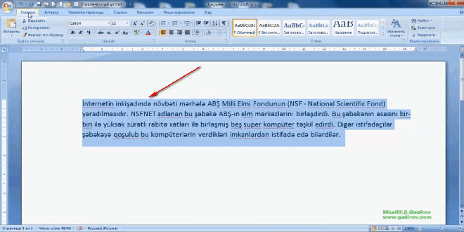 Word 2007 proqramında abzasların düzlənməsi