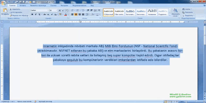 Word 2007 proqramında abzasların düzlənməsi