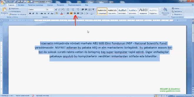 Word 2007 proqramında abzasların düzlənməsi