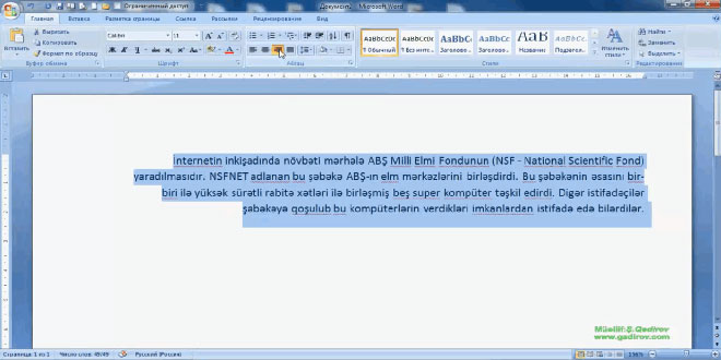 Word 2007 proqramında abzasların düzlənməsi