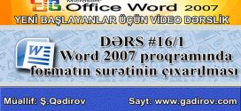Word 2007 proqramında formatın surətinin çıxarılması