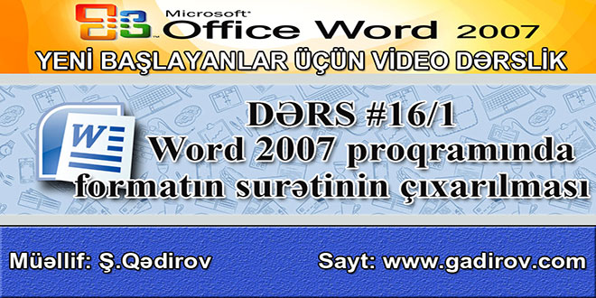 Word 2007 proqramında formatın surətinin çıxarılması