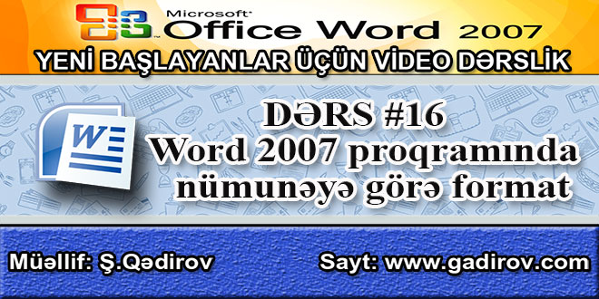 Word 2007 proqramında nümunəyə görə format