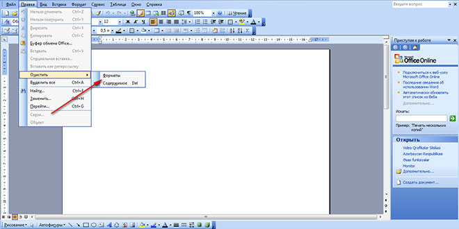 Microsoft Word 2007 proqramında formatın silinməsi