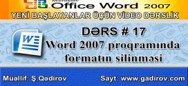 Microsoft Word 2007 proqramında formatın silinməsi