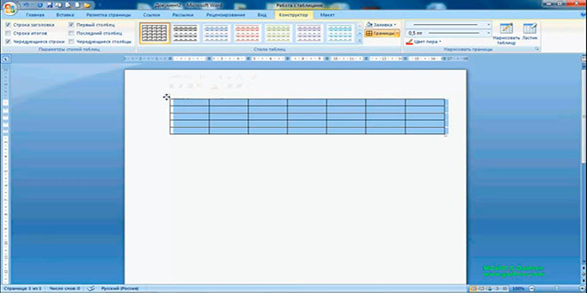 Word 2007 proqramında cədvəllərin formatlaşdırılması