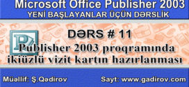 Publisher 2003 ikiüzlü vizit kartın hazırlanması