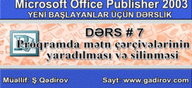 Publisher-çərçivələrin yaradılması və silinməsi