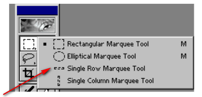 Adobe Photoshop-Single Row Marquee Tool aləti