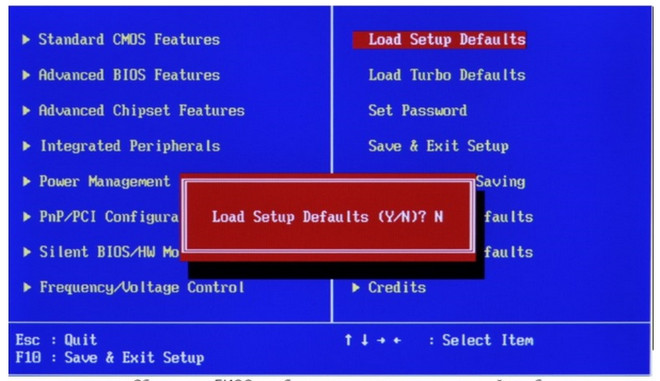 Load BIOS Defaults və Load Setup Defaults