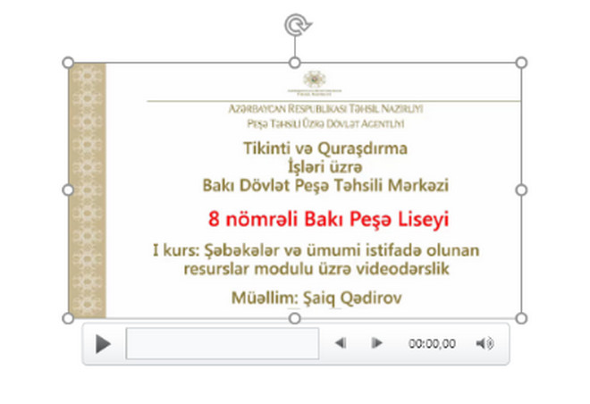 Təqdimata video faylların əlavə olunması