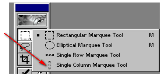 Adobe Photoshop-Single Column Marquee Tool aləti 