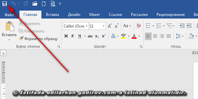 Word 2016 dəyişikliklərin yadda saxlanılması