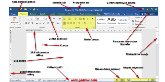 Word 2016 proqramının təyinatı və interfeysi