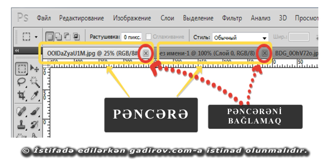 Adobe Photoshop-da pəncərələrin bağlanması üsulları