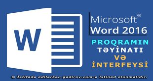 Word 2016 proqramının təyinatı və interfeysi