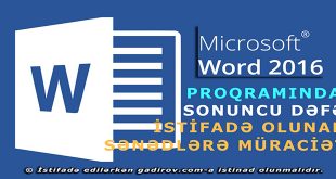 Word 2016 sənədlərə müraciət