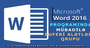 Word 2016 mübadilə buferi alətlər qrupu