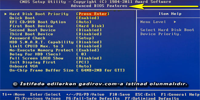 BIOS nizamları haqqında