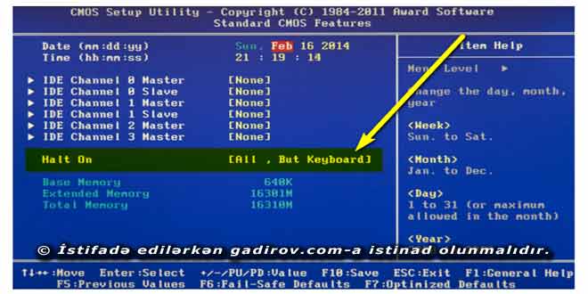 Standart CMOS Setup