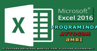 Excel 2016 proqramında avtocəm əmri