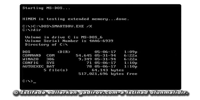 MS-DOS-un əsas komponentləri