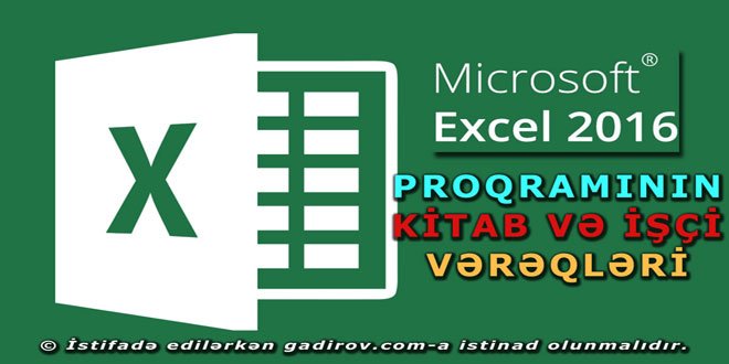 Excel 2016 kitab və işçi vərəqlər