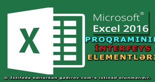 Excel 2016 proqramının interfeysi