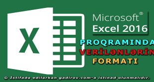 Excel 2016 proqramında verilənlərin formatı