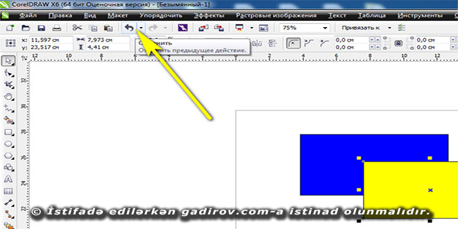 Corel Draw proqramında nəticələrin ləğvi