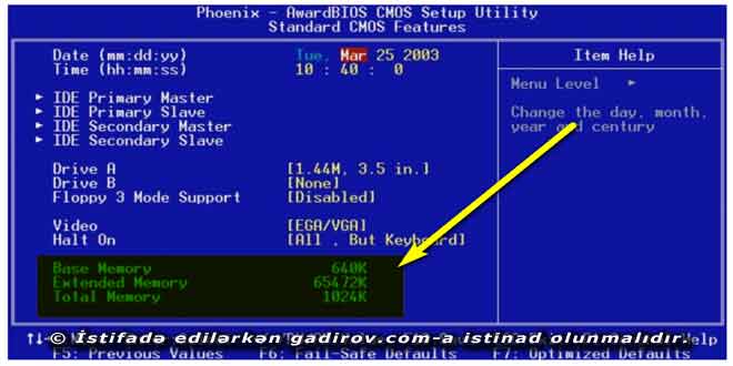 Standart CMOS Setup