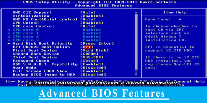 Advanced BIOS Features