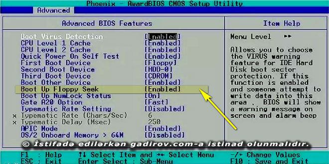 Advanced BIOS Features