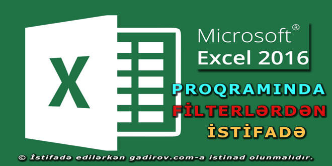 Excel 2016 proqramında filterlərdən istifadə