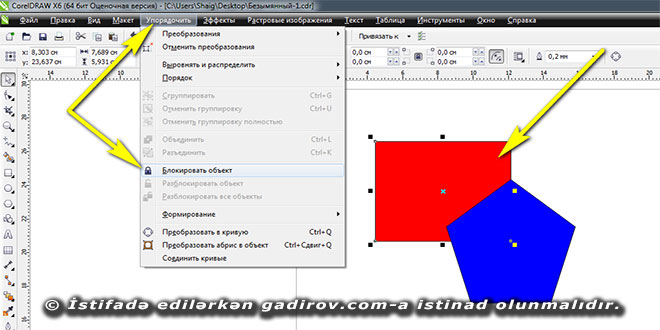 Corel Draw proqramında obyektlərin qıfıllanması