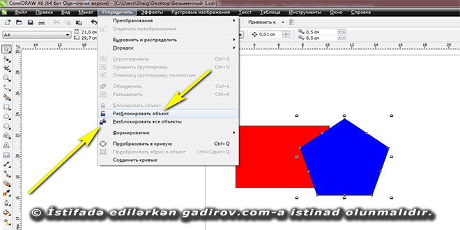 Corel Draw proqramında obyektlərin qıfıllanması