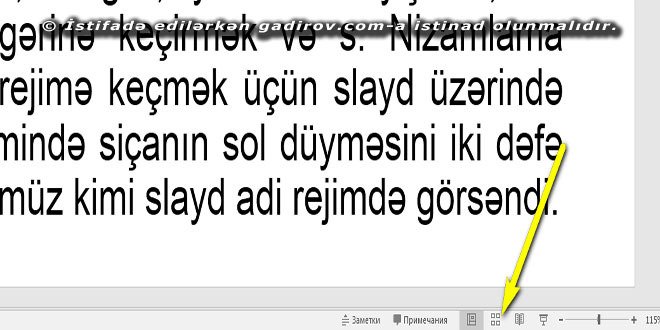 PowerPoint 2016 slayda baxış rejimləri