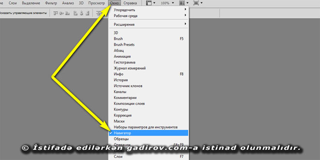 Adobe Photoshop -Naviqator palitrası