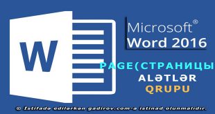 Word 2016 proqramında Page alətlər qrupu