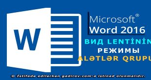 Word 2016 proqramının Вид-Режимы alətlər qrupu