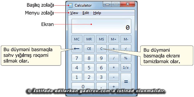 Kalkulyator proqramı və onun interfeysi