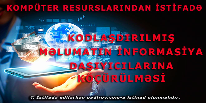 Kodlaşdırılmış məlumatın informasiya daşıyıcılarına köçürülməsi